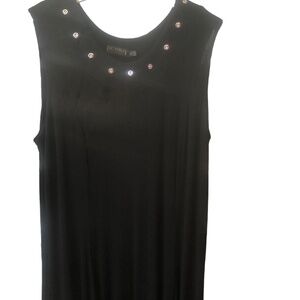 Piccadilly Fashions Black Maxi Crinkle Dress with Rivet detail